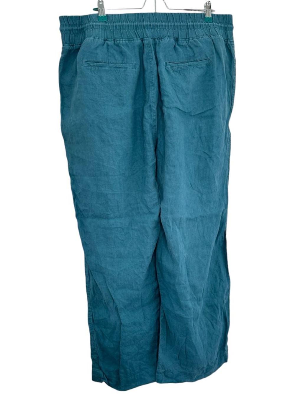 Quince 100% European Linen Wide Leg Pant Mineral Blue Teal XL Drawstring Coastal - Picture 7 of 12